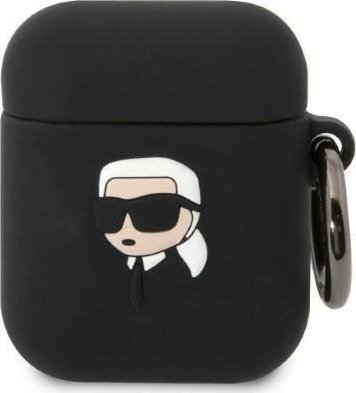 Karl Lagerfeld Case Karl Lagerfeld KLA2RUNIKK Apple AirPods 2/1 kryt čierno/čierny Silikónový Karl Head 3D