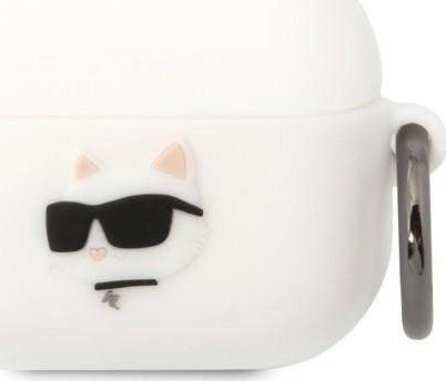 Karl Lagerfeld Pouzdro Karl Lagerfeld KLAPRUNCHH kryt Apple AirPods Pro bílá/bílá Silikonová hlava Choupette 3D