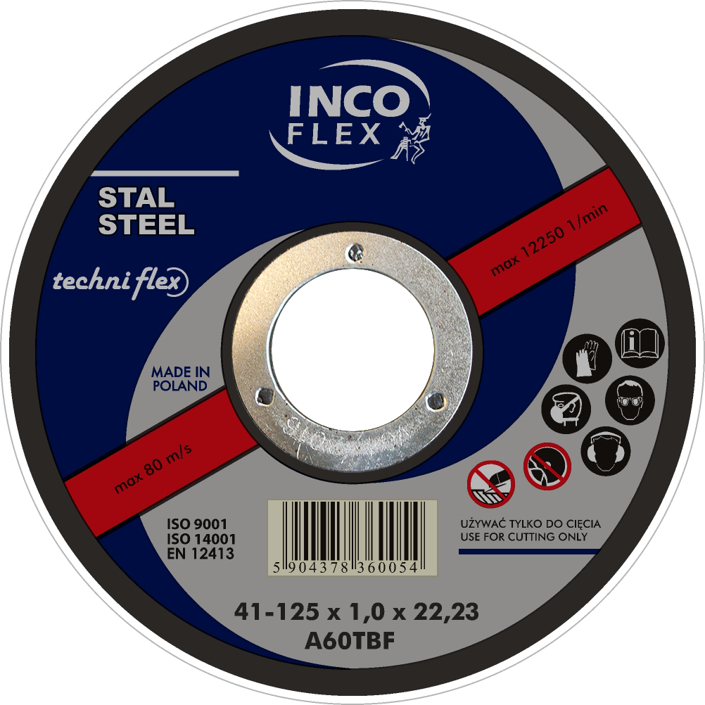 Rezný kotúč Inco Flex Steel typ 41 125x1.6x22.23mm - M41-125-1.6-22A60T