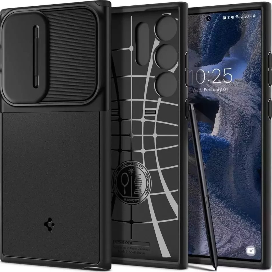 Pouzdro na telefon Spigen Spigen Optik Armor pro Samsung Galaxy S23 Ultra Black