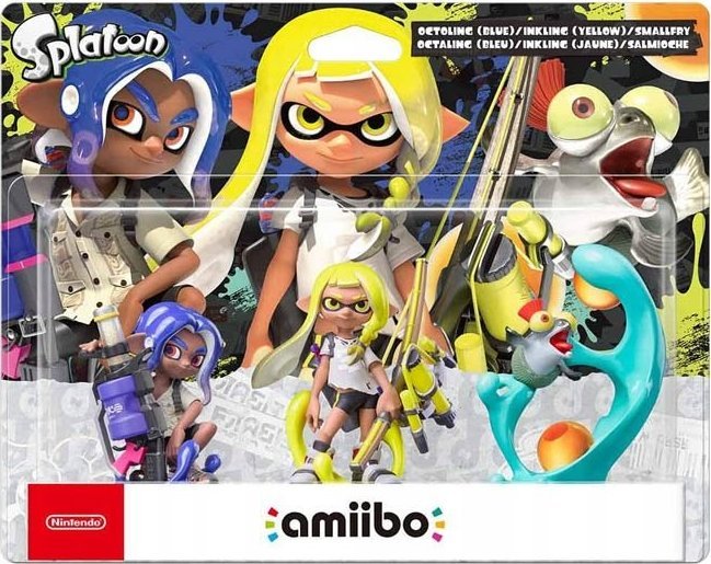 Nintendo Amiibo Figures Splatoon 3 / 3 Figurky: Octoling (modrá) / Inkling (žlutá) / Smallfry