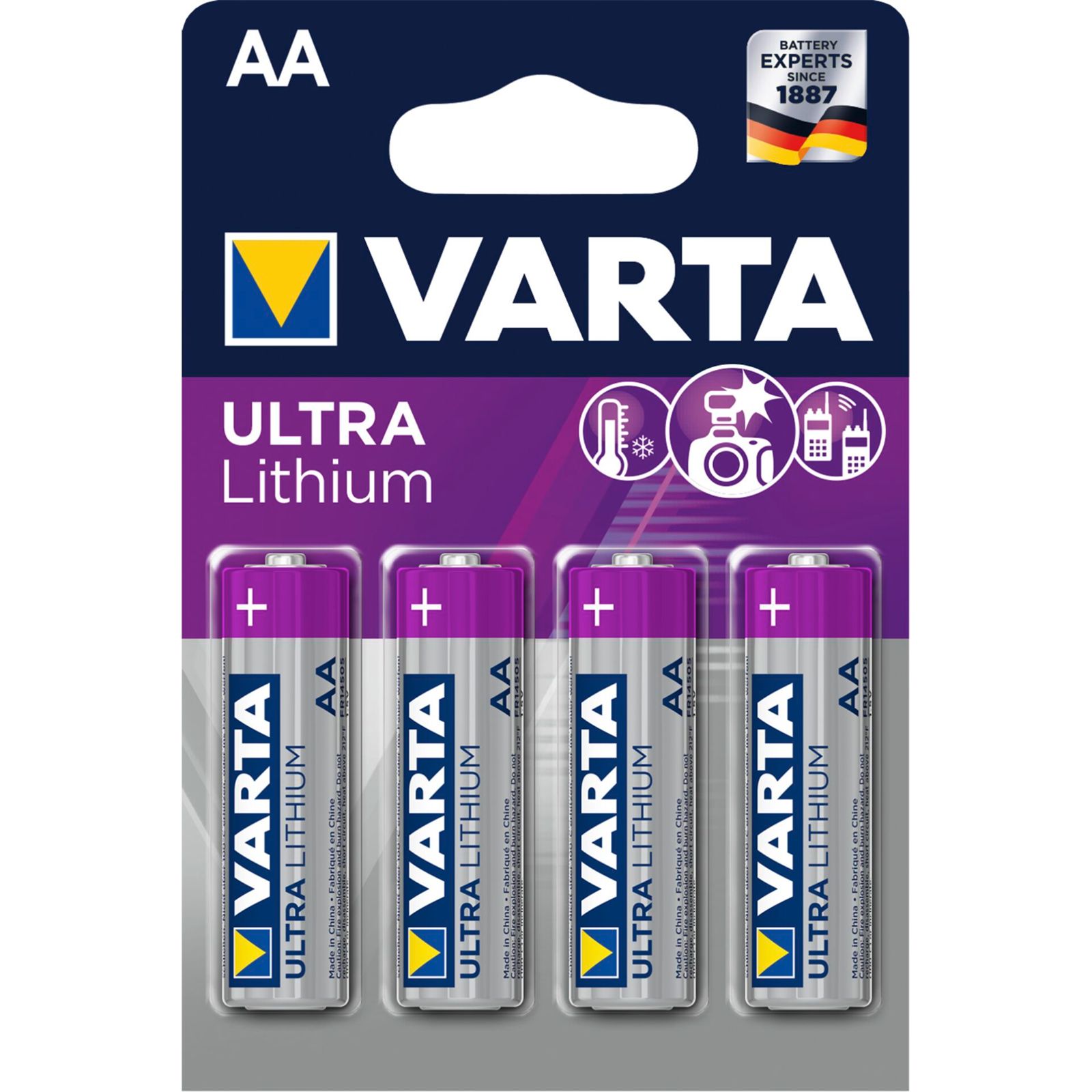 10x4 Varta Ultra Lítium Mignon AA LR 6