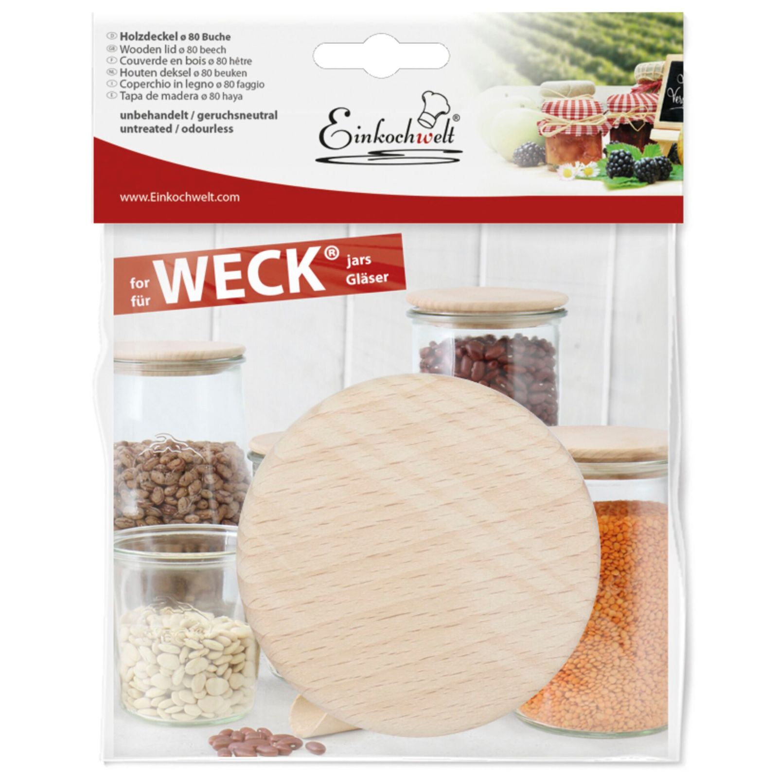 WECK Holzdeckel 80mm Buche