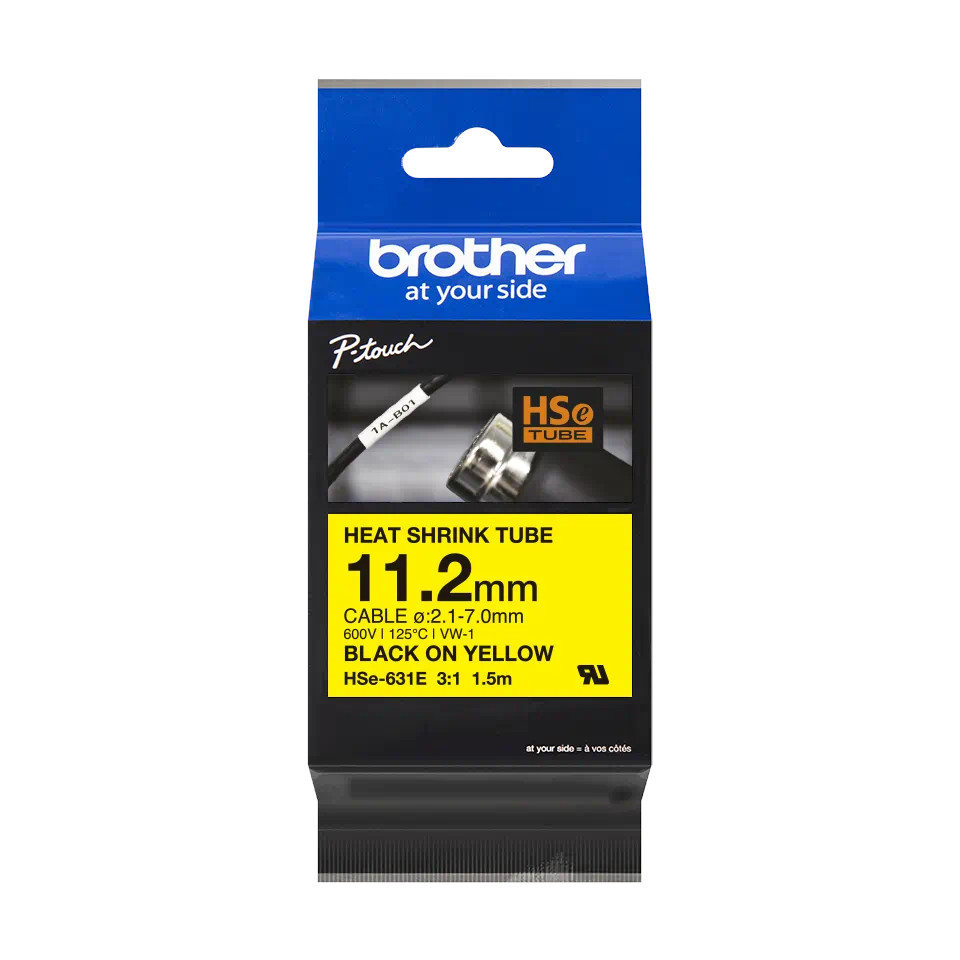 Brother - HSE-631E žlutá - originální bužírka šířka 11,2 mm