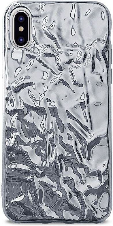 Pouzdro na iPhone X Puro Glam Metal Flex Cover, stříbrné