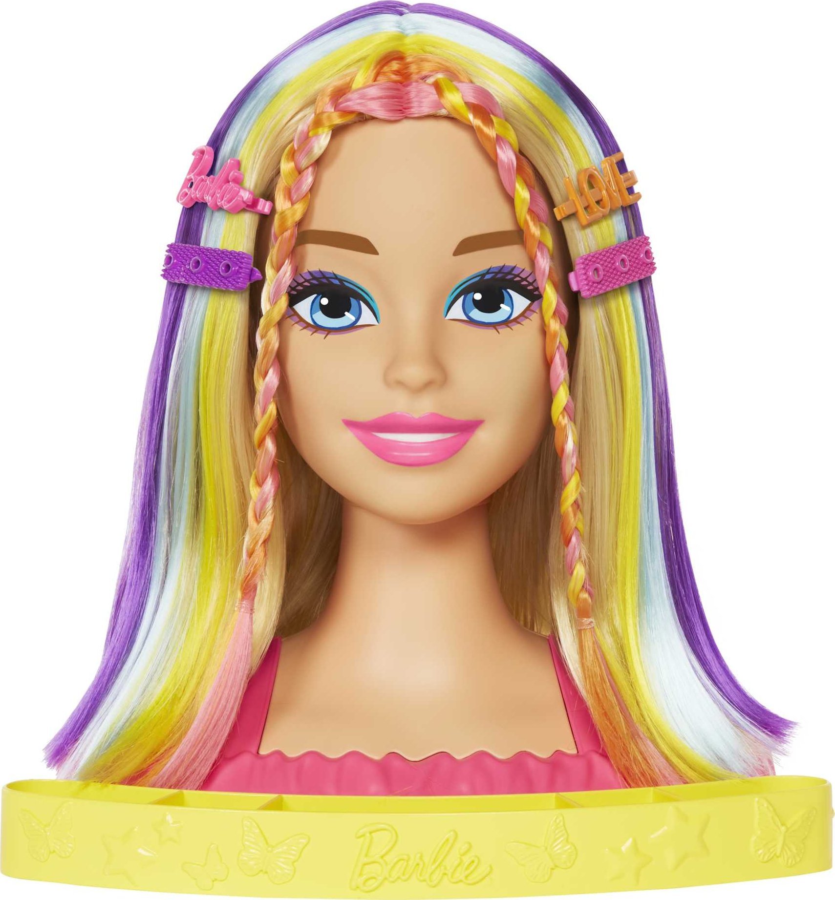 Stylingová hlava panenky Mattel Barbie Neon Rainbow Blond vlasy HMD78