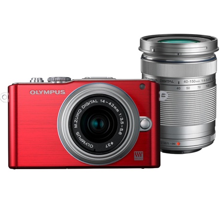 Fotoaparát Olympus Pen E-PL3 + 14-42 + 40-150 červený