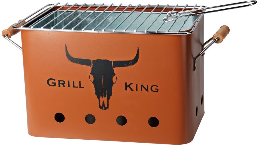 Přenosný gril na dřevěné uhlí GRILL KING 43 x 20 cm cihlová