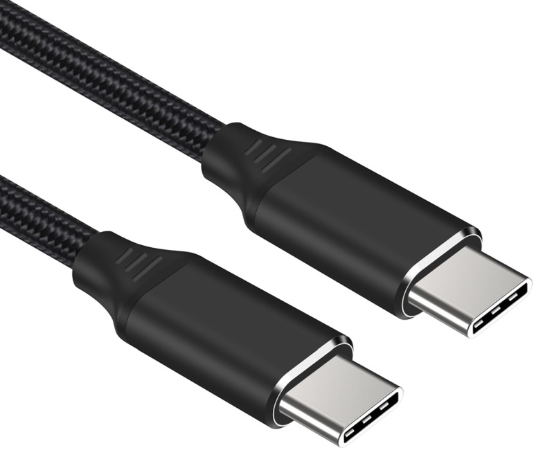 Kabel USB-C M/M, 240W 480Mbps černý bavlněný oplet, 0,5m