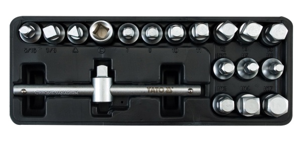 Zásuvky Yato Oil 3/8" 18 ks. (YT-0599)