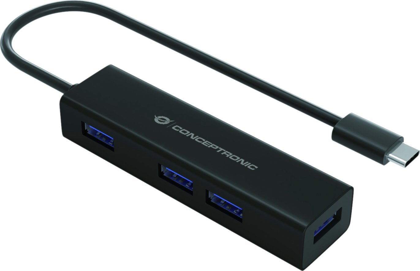 Conceptronic USB HUB CONCEPTRONIC USB-Hub 4-port 3.1/C->4x3.0 o.Netzteil sw