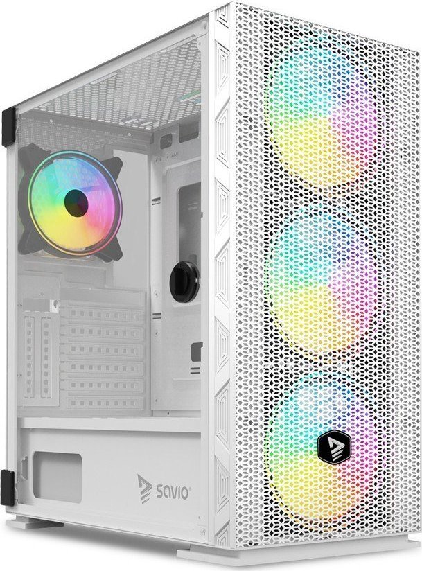 SAVIO Raptor White X1 ARGB Glass/Mesh W
