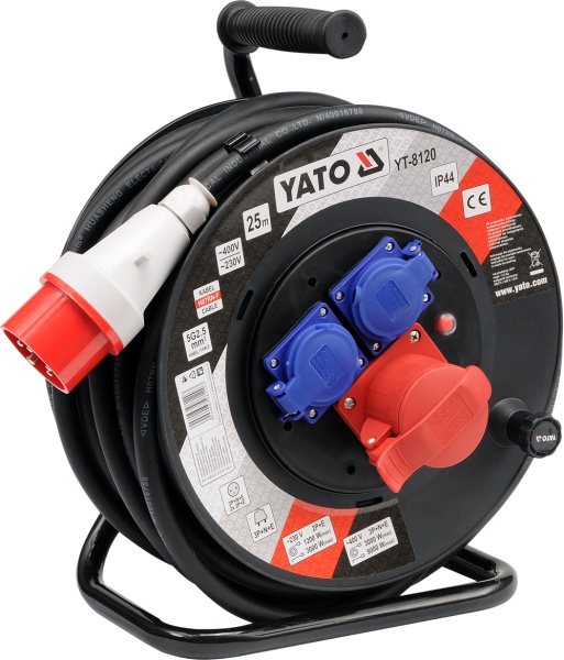 Yato Power buben prodlužovací kabel 3 zásuvky 25m kabel 5x2,5mm2 YT-8120