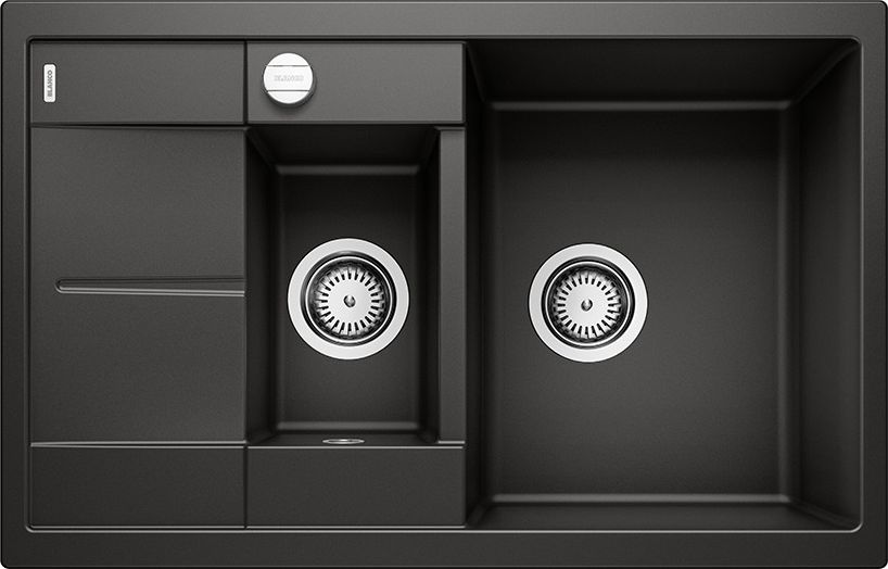 Blanco Metra 6 S Compact Silgranit PuraDur drez, čierny, obojstranný, automatický doraz.