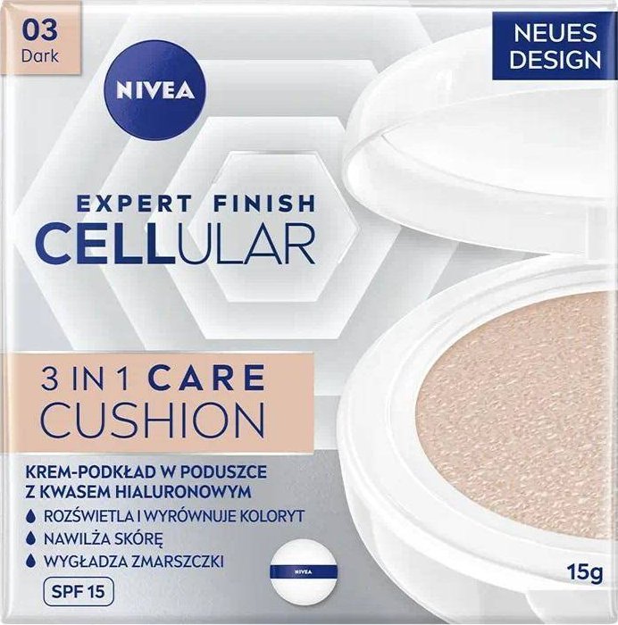 Nivea Expert Finish Cellular 3v1 Care Cushion Cream-Foundation in Cushion SPF15 03 Dark 15 ml