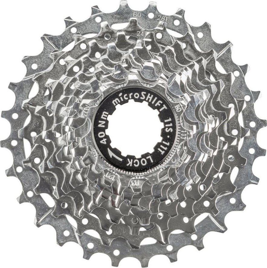 MICROSHIFT CENTOS 11rychlostní kazeta, ocel, kompatibilní se Shimano, 11-12-13-14-15-16-17-19-21-23-25, chrom, (NOVINKA)