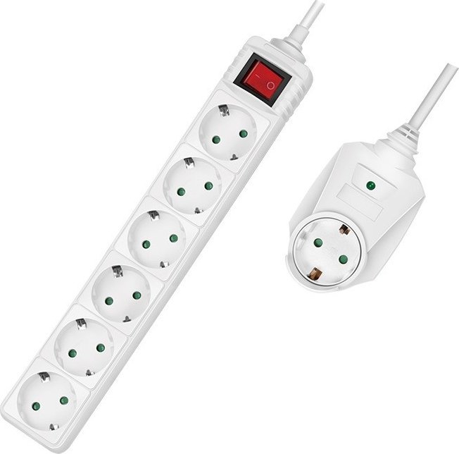 LogiLink Přepěťová ochrana prodlužovací lišta, 7 zásuvek, 2 m, bílá (LPS274)