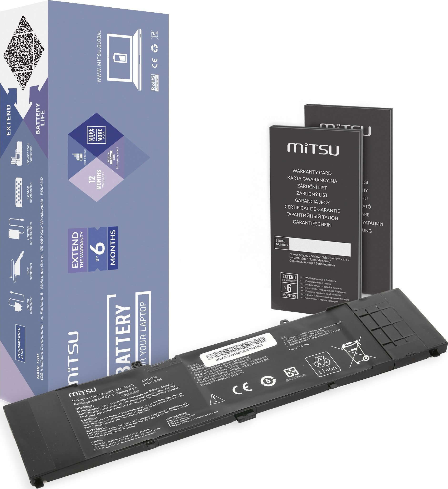 Baterie Mitsu B31N1535 pro Asus Zenbook UX310UA UX410UA