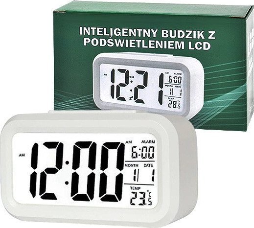 Vega HODINY BUDÍK TRUSTY VEĽKÝ LCD BIELÝ ZG21>