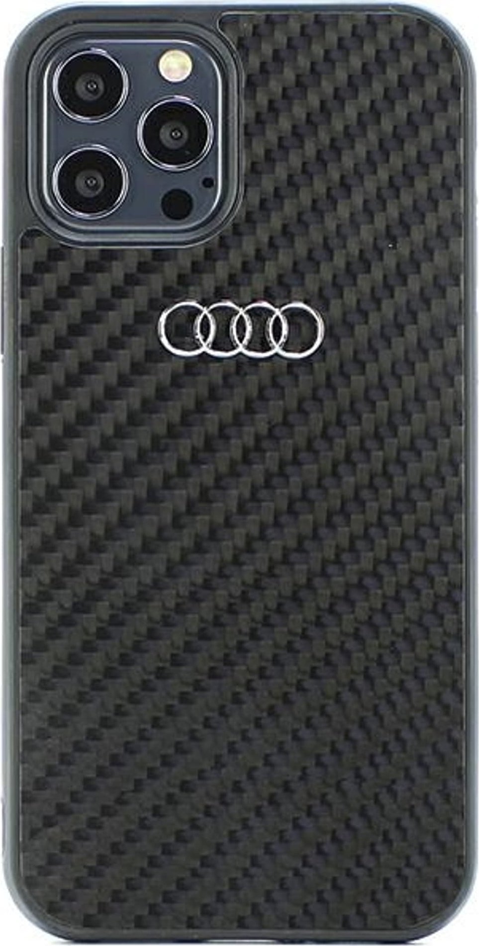 Audi Carbon Fiber iPhone 12/12 Pro 6.1 černý/černý pevný obal AU-TPUPCIP12P-R8/D2-BK