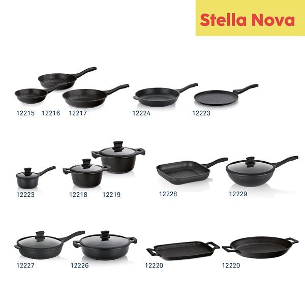 Wok Stella Nova litý hliník černý 10,0cm 30,0cm 5,0l