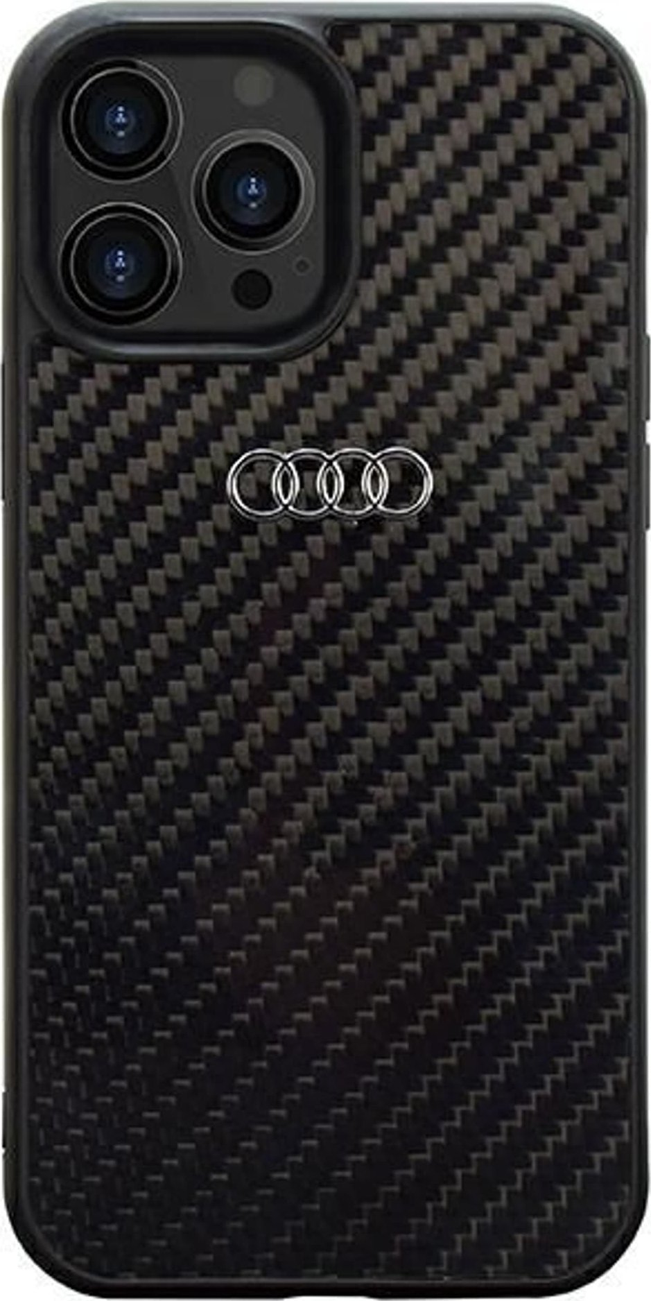 Audi Carbon Fiber iPhone 14 Pro 6.1 černo/černý pevný obal AU-TPUPCIP14P-R8/D2-BK