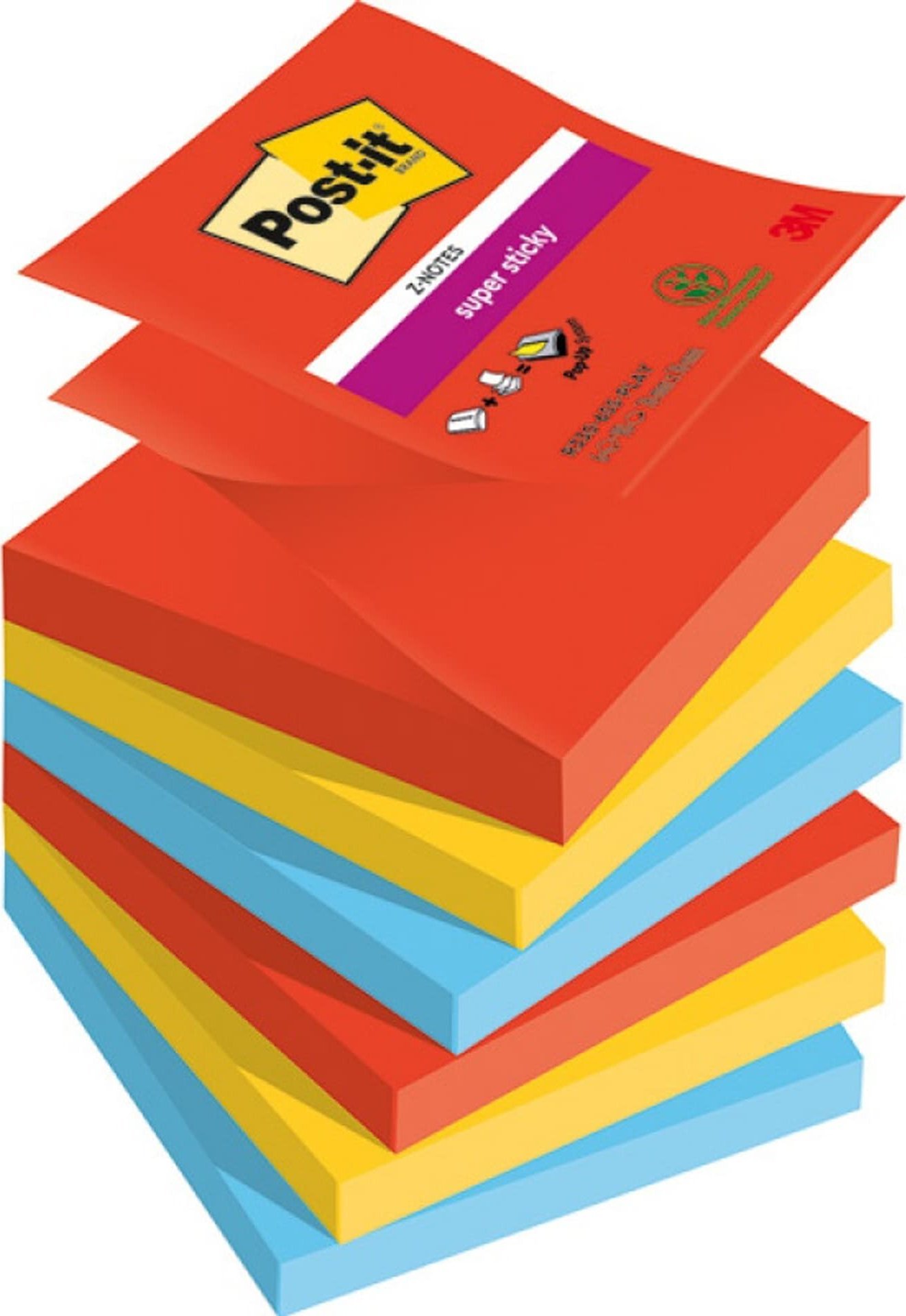 Post-It 3M Post-it® Super Sticky Z-Notes, HRAVÉ, 76x76mm, 6x90 kariet.