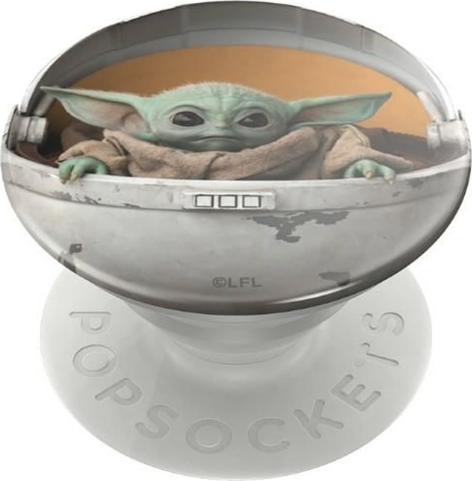 PopSockets PopGrip - Výsuvná základna a držák pro chytré telefony a tablety s vyměnitelným víčkem - Dětská kapsle (Baby Yoda)