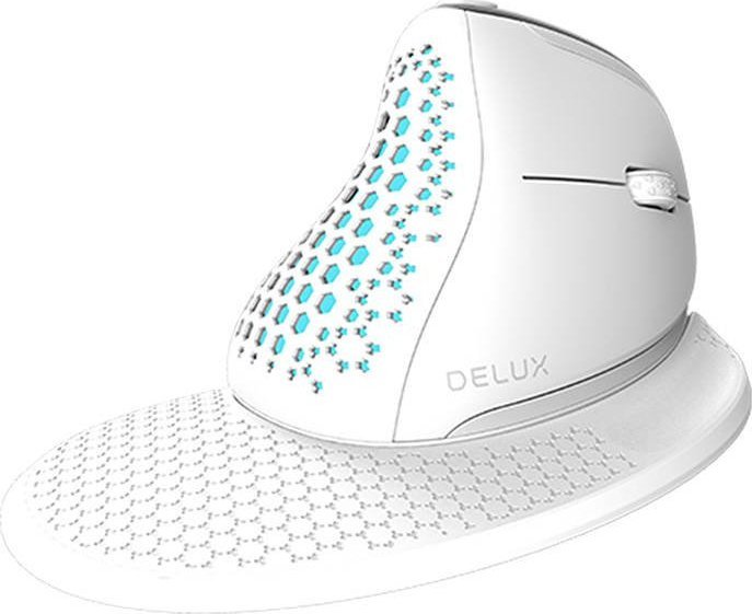 Delux myš Delux M618XSD BT+2,4G RGB bezdrôtová vertikálna myš (biela)