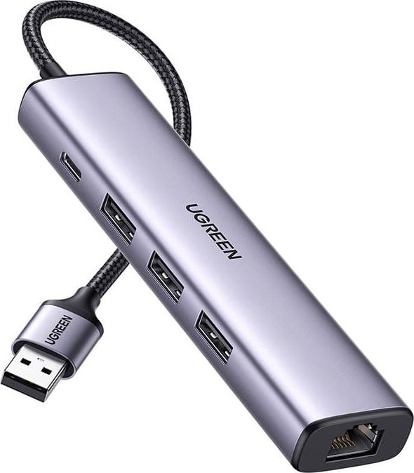 Ugreen USB HUB 1x RJ-45 1x USB-C + 3x USB-A 3.0 (UGR1219SLV)