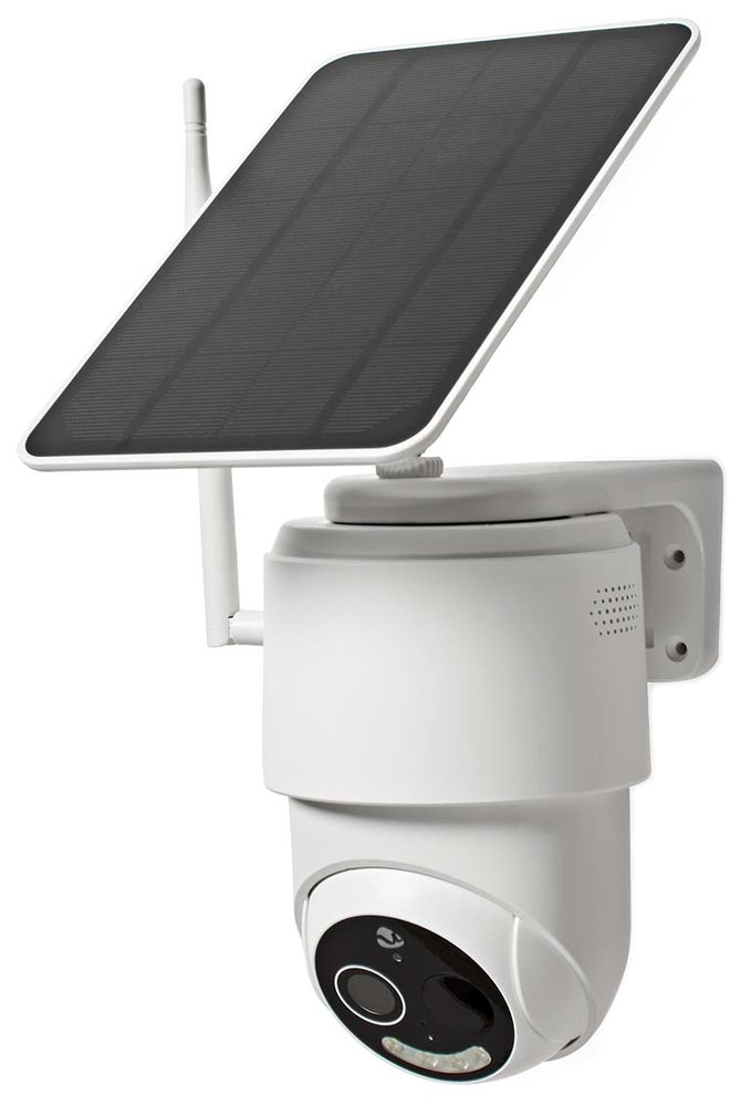 NEDIS IP kamera dobíjecí/ venkovní/ IP65/ Wi-Fi/ 1080p/ PIR senzor/ USB-C/ microSD/ noční vidění/ Android/ iOS/ bílá