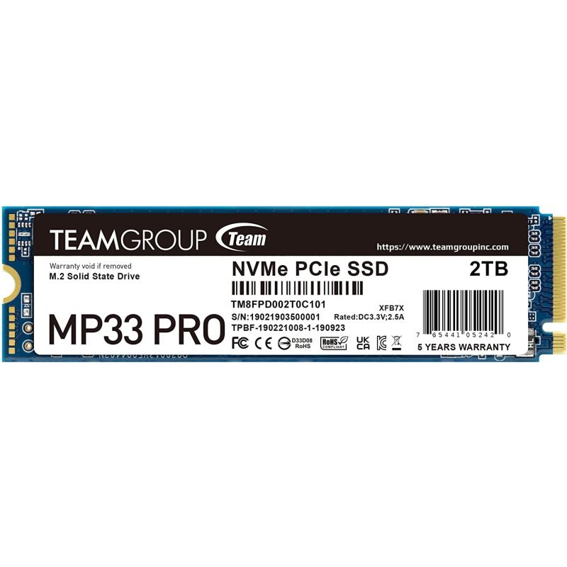 TEAMGROUP MP33 Pro 2TB PCIe Gen3 x4 NVMe M.2 SSD 2100/1700 MB/s