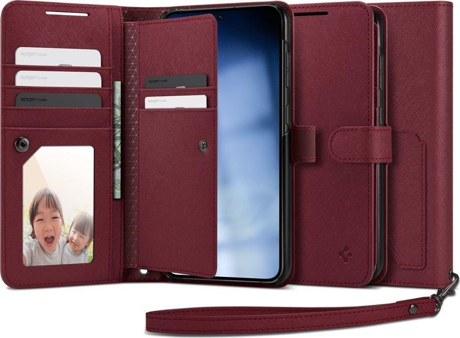 Spigen Pouzdro Wallet S Plus pro Samsung Galaxy S23+ Plus vínové