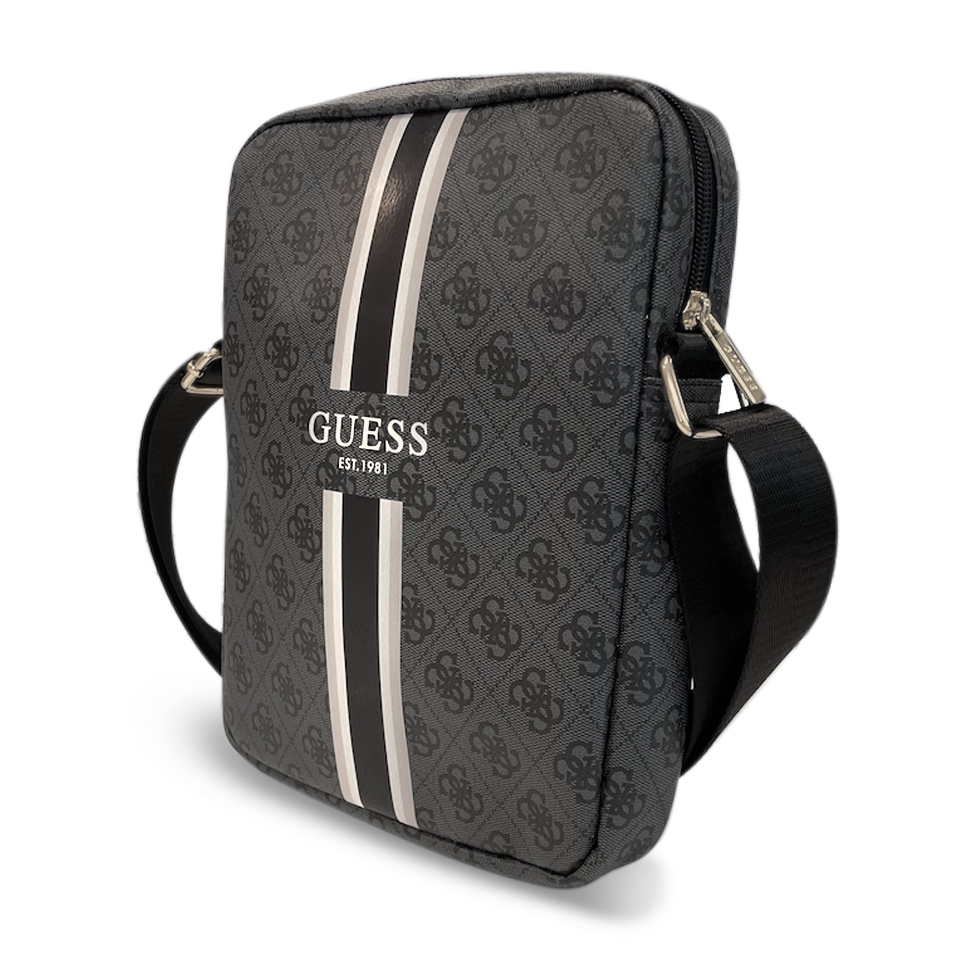 Guess PU 4G Printed Stripes Tablet Bag 10  Black Nové