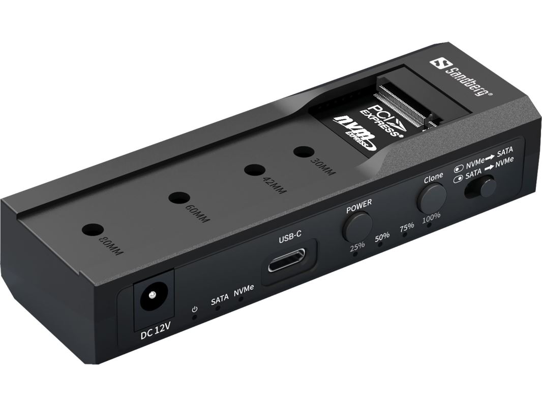 Sandberg USB 3.2 Cloner &amp; Dock for M2 + NVMe + SATA, externí čtečka