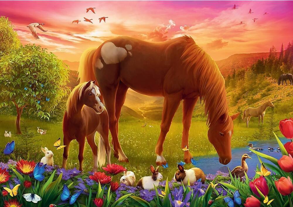 Trefl Puzzle 500 dílků Koně na louce