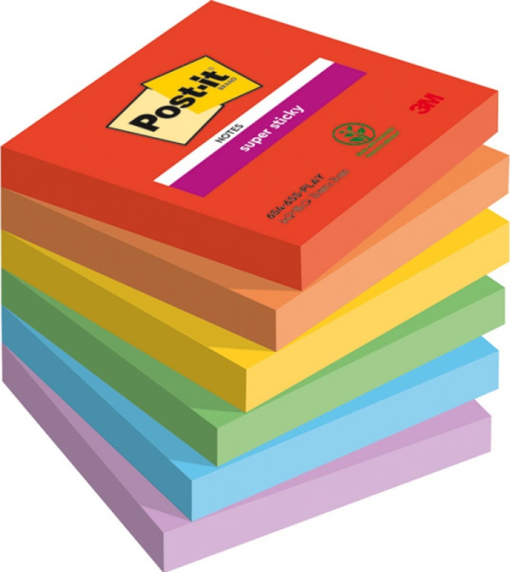 Post-It 3M Post-it® Super Sticky Notes, HRACÍ, 76x76mm, 6x90 karet.