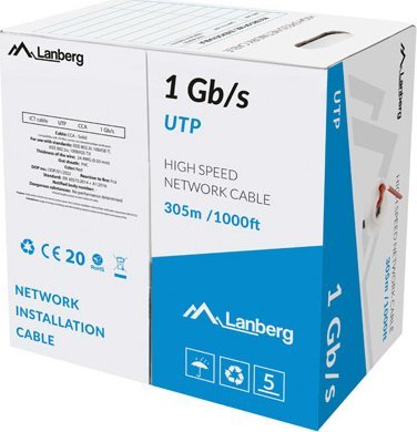 UTP LAN kabel 1GB/S 305M CCA drát, červený