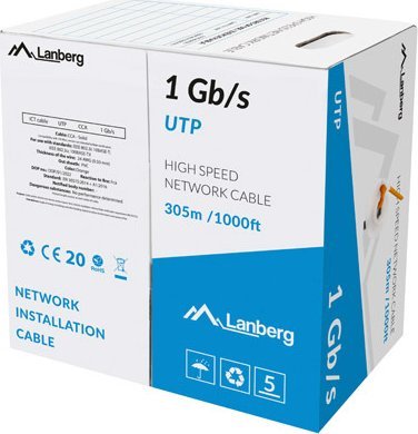 UTP LAN kabel 1GB/S 305M CCA drát, oranžový