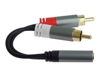 PremiumCord kabel HQ Jack 3.5mm Female - 2x CINCH Male 15cm