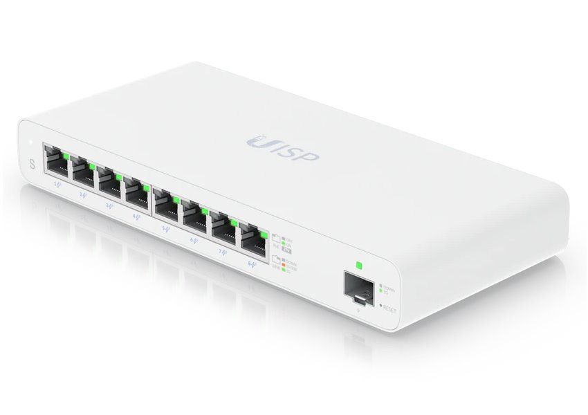 POUŽITÉ - ROZBALENÉ - Ubiquiti UISP Switch - 8x Gbit RJ45 port, 1x SFP port, 8x PoE Out 27V, fanless - Výprodej