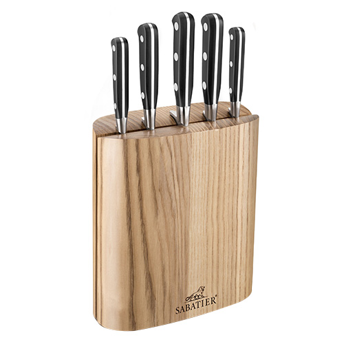 Blok na nože Lion Sabatier, 665084 BORNEO, blok na nože + 5 nožů Idéal, jasanové dřevo