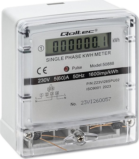 Jednofázové elektronické počítadlo | měřič spotřeby energie | 230V | LCD