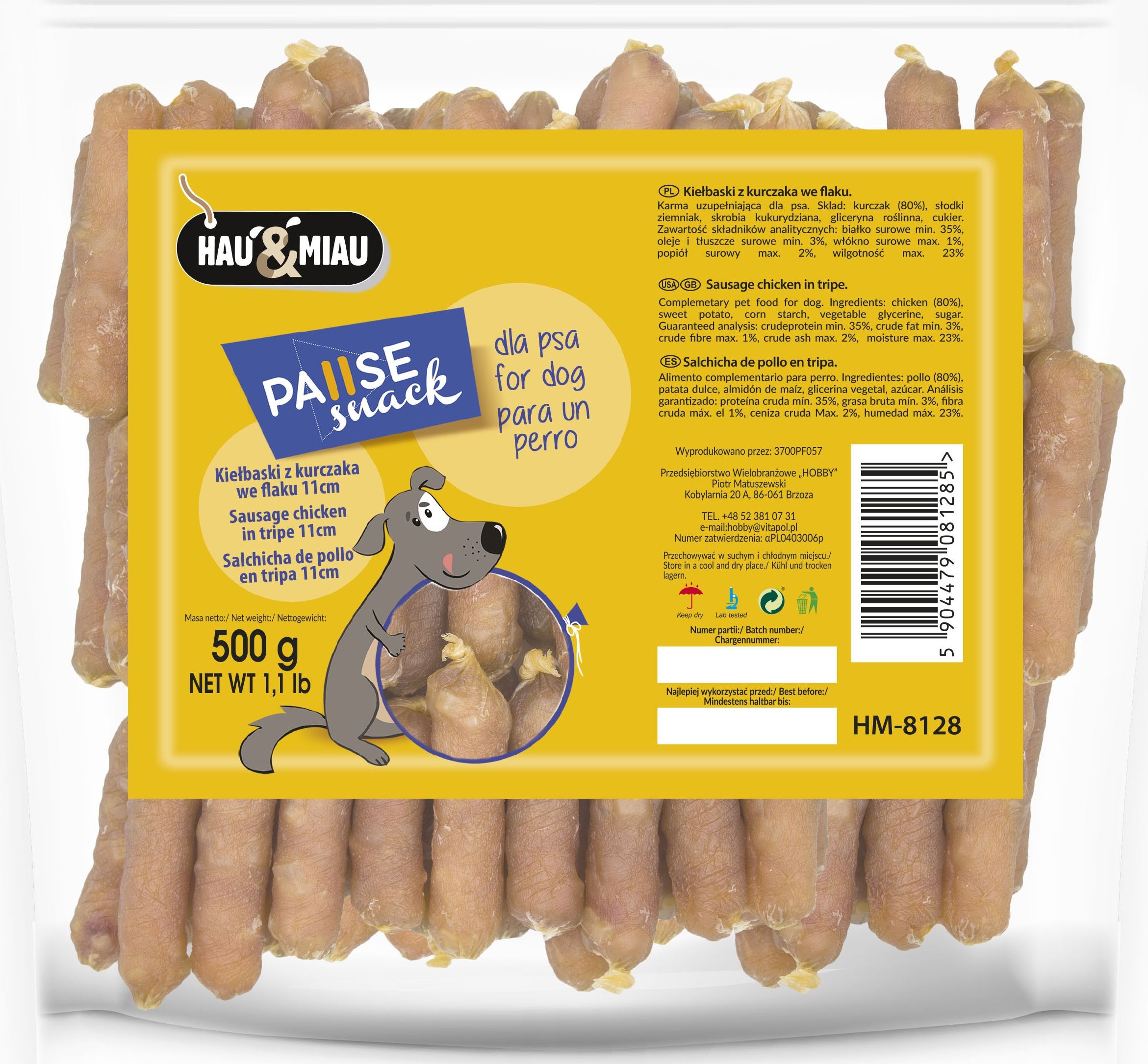 Hau&Miau Kuracie párky v hrnci 11 cm Hau&Miau HM-8128 500 g