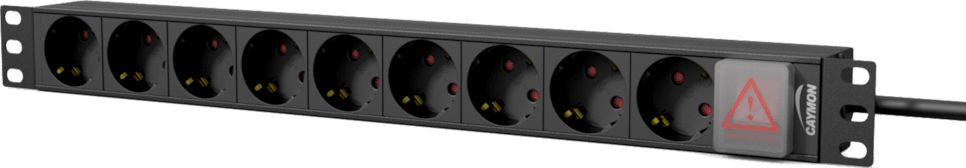 Caymon Power Strip 1U 19 9x schuko CEE 7/4 (PSR109GS/B)