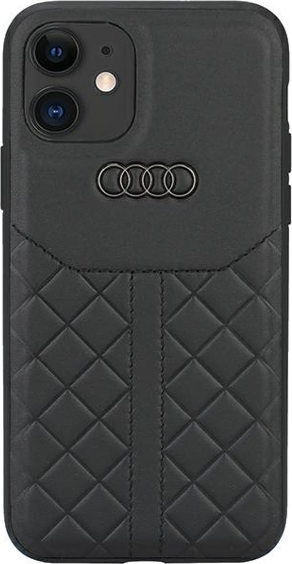 Audi Audi Originálny kožený iPhone 12/12 Pre 6,1" čierny/čierny pevný obal AU-TPUPCIP12P-Q8/D1-BK