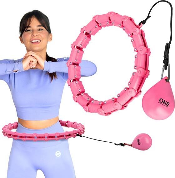 One Fitness OHA02 HULA HOP RŮŽOVÁ S OŘECHY A JEDNA FITNESS VÁHA