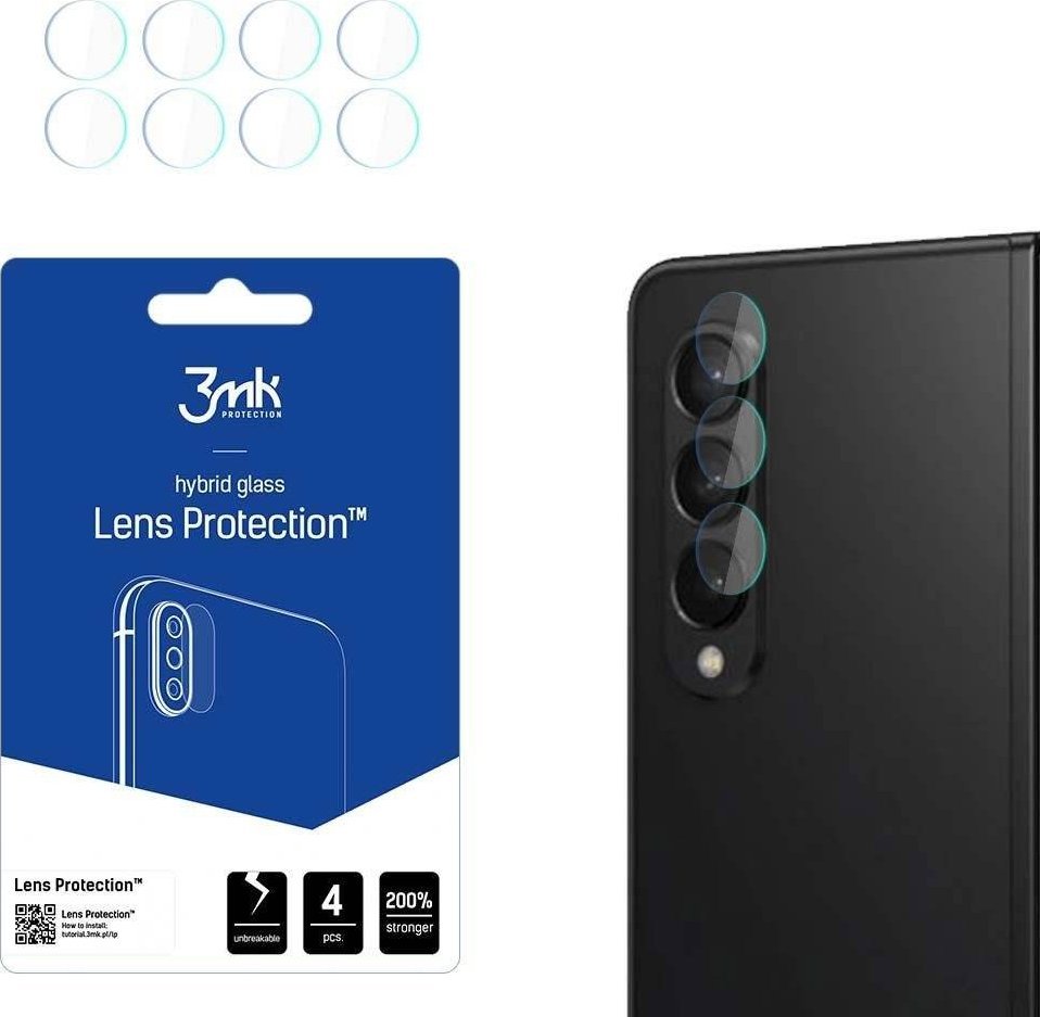3mk hybridní sklo Lens ochrana kamery pro Samsung Galaxy Z Fold5 (4ks)