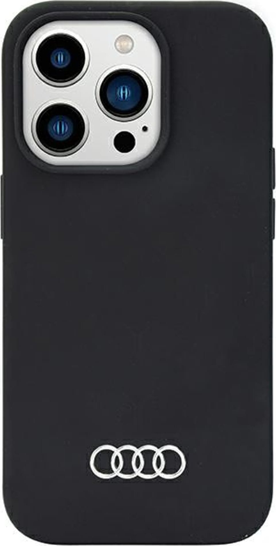 Silikónový obal Audi Audi iPhone 14 Pro 6,1" čierny/čierny pevný obal AU-LSRIP14P-Q3/D1-BK
