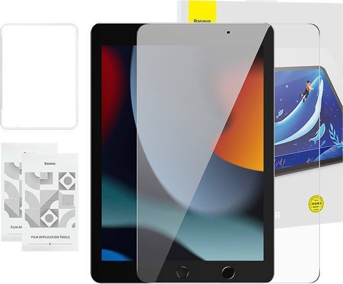 Tvrdené sklo Baseus Crystal 0,3 mm pre iPad Pro/Air3/ 10,2&quot; iPad 7/8/9 (2 ks) + čistiaca sada